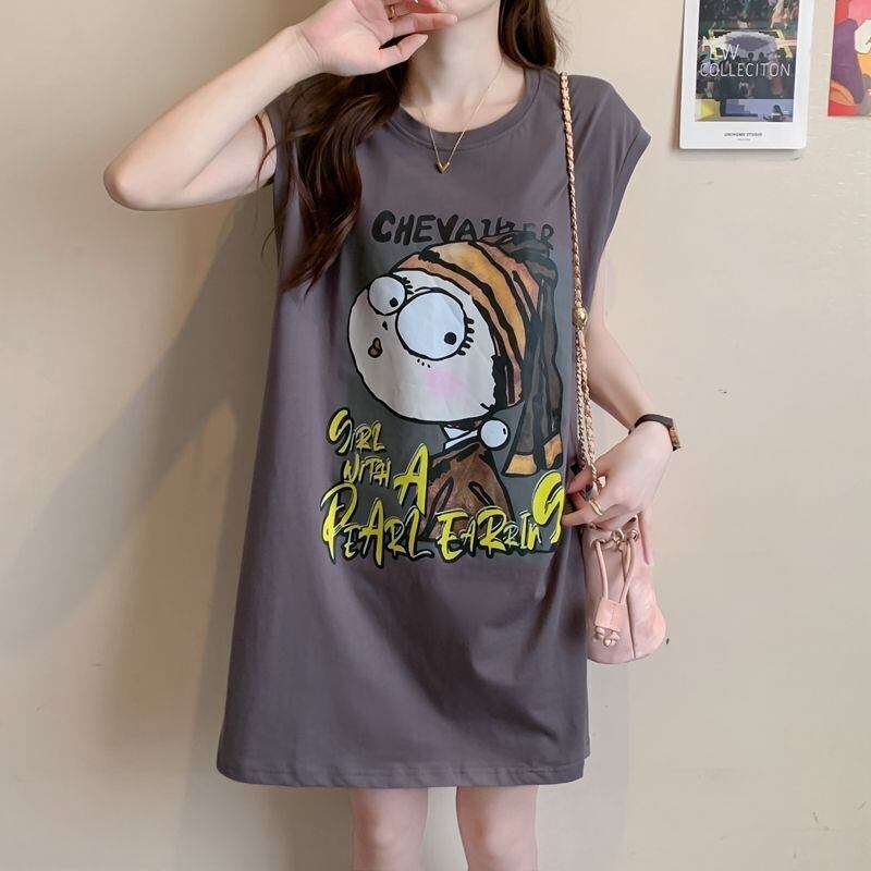 真夏も快適 着心地良い ファッション感満々 プリント全4色 ノースリーブ Tシャツ カットソー＜S-9161＞