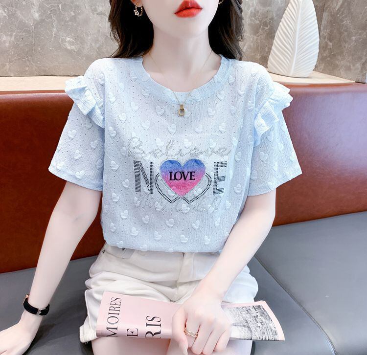 新商品 大人可愛い 話題沸騰中 ホットダイヤモンド 全3色 半袖Tシャツ<S-8868>