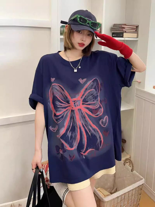 個性的なデザイン プリント ラウンドネック 半袖 Tシャツ カットソー＜S-8273＞