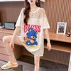 ファッションデザインレースミドル丈半袖Tシャツ<S-3017>