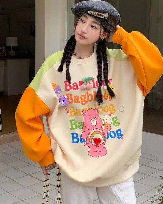 存在感アップ ぬいぐるみ付き カラーマッチング ゆったりスウェット 全3色トップス＜S-4812＞