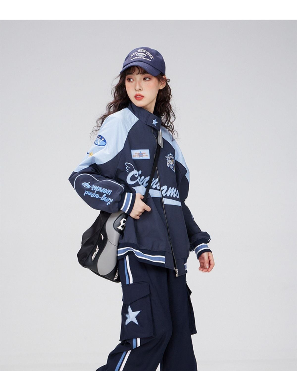 着?せ 配色ジャケット 英字ロゴ 男女兼用 コート <S-4795>