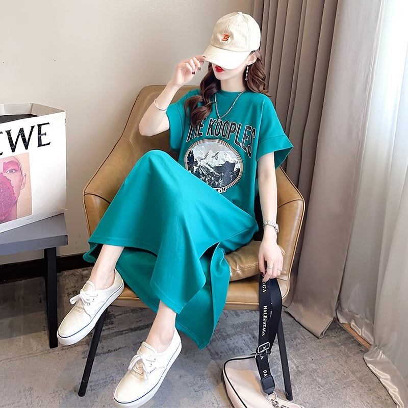 好感度満載 プリント 美感いっぱい Tシャツ カットソー ワンピース＜S-3599＞