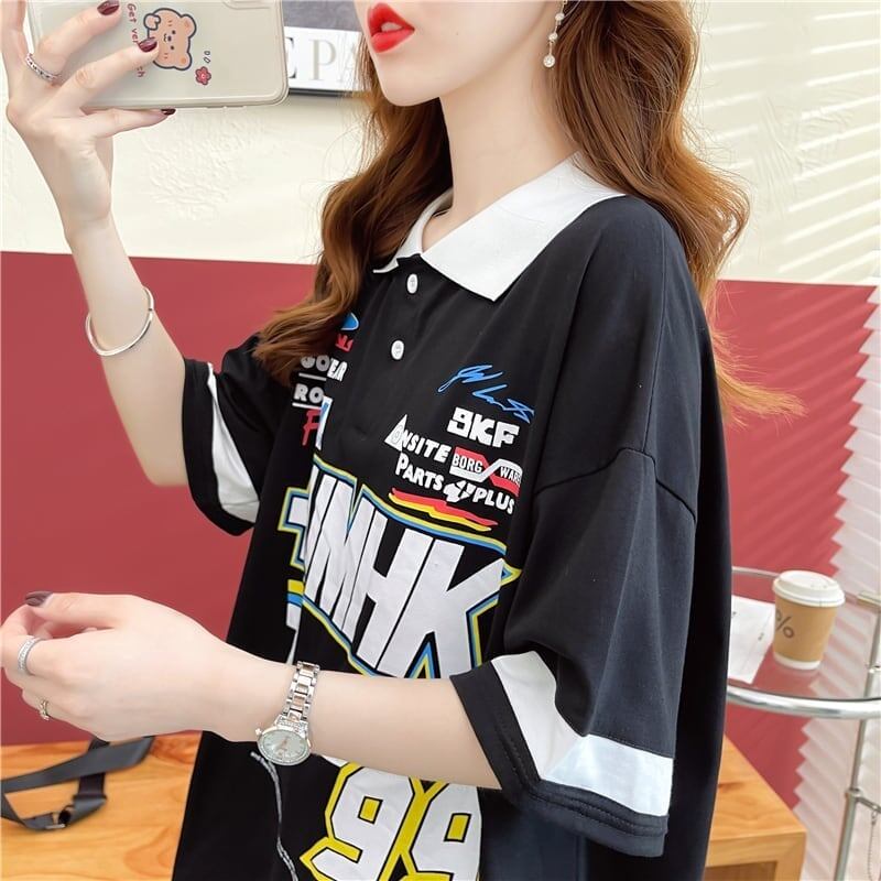 着心地抜群 切り替え 女性力を高める プリント Tシャツ カットソー＜S-3524＞