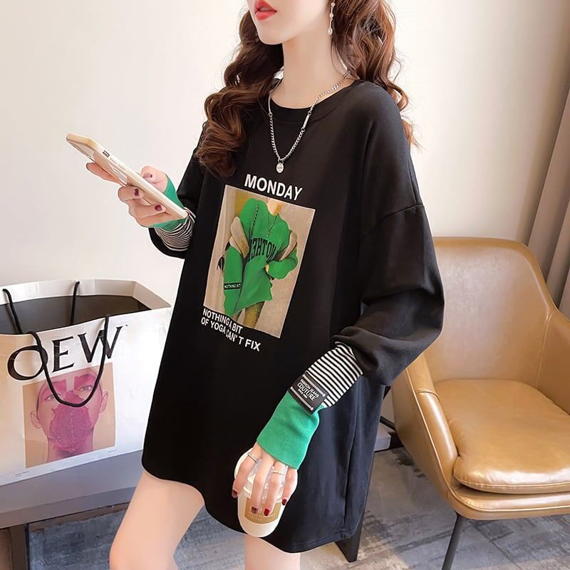 女性力を高める ラウンドネック 着心地抜群 プリント Tシャツ カットソー＜S-2865＞
