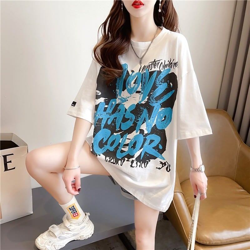 個性的なデザイン 切り替え 一目惚れ プリント Tシャツ カットソー＜S-3400＞