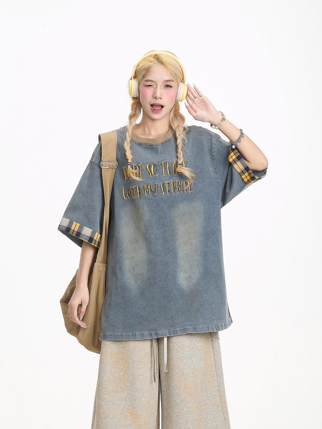 デニム 売れ筋 おすすめ 絶対流行 早い者勝ち カジュアル男女兼用 2色選択 Tシャツ<S-11340>