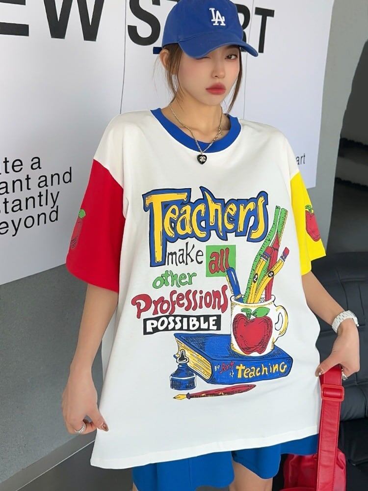 【半額！期間限定！！】カジュアル ルーズ キュート Tシャツ<S-6611>