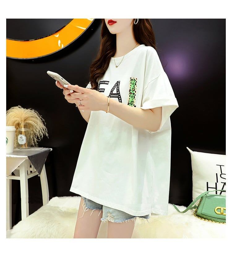 合わせやすい プリント アルファベット Tシャツ ゆったり 半袖 ＜S-2917＞