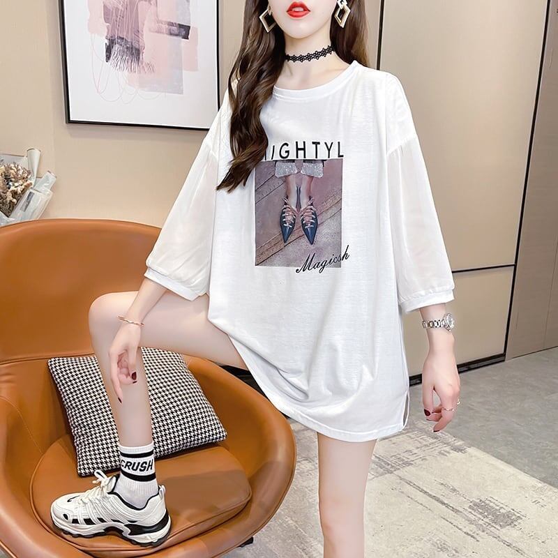 話題沸騰中 プリント 切り替え ストリート ゆったり 着せ トップス Tシャツ ＜S-2075＞