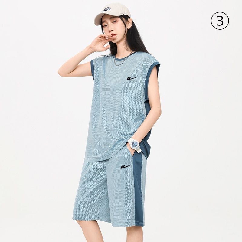 売り切れ必至 ファッション 超人気 男女兼用 ノースリーブＴシャツⅹパンツセット全5色<S-8754>
