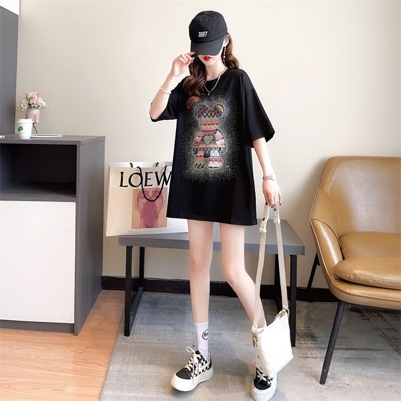 【半額！期間限定！！】絶対流行 ホットダイヤモンド カジュアル プリント全2色 半袖Tシャツ カットソー ＜S-8564＞