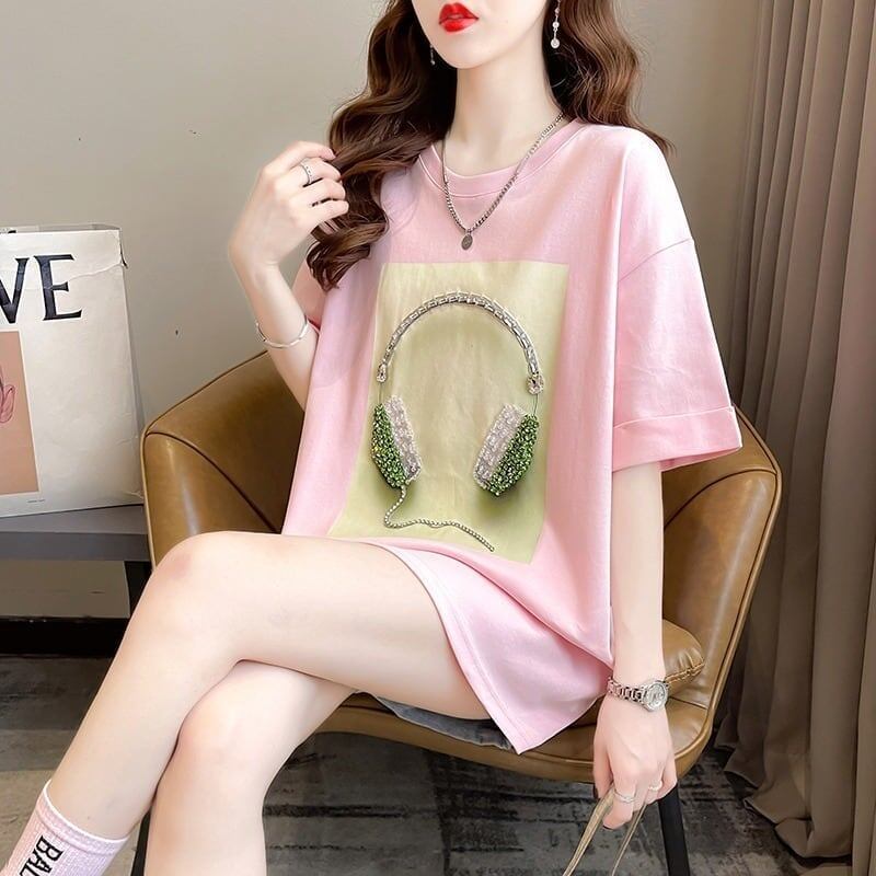 着心地良い Tシャツ ビジュー 四色 ゆったり半袖＜S-2994＞