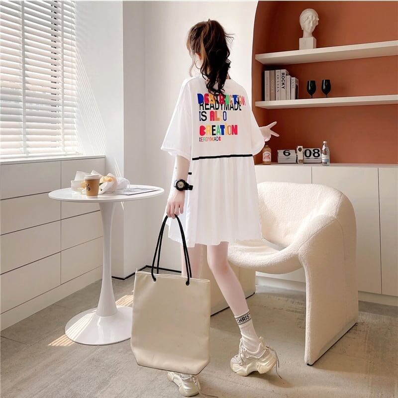 着心地抜群 切り替え 女性力を高める プリント Tシャツ カットソー＜S-3655＞