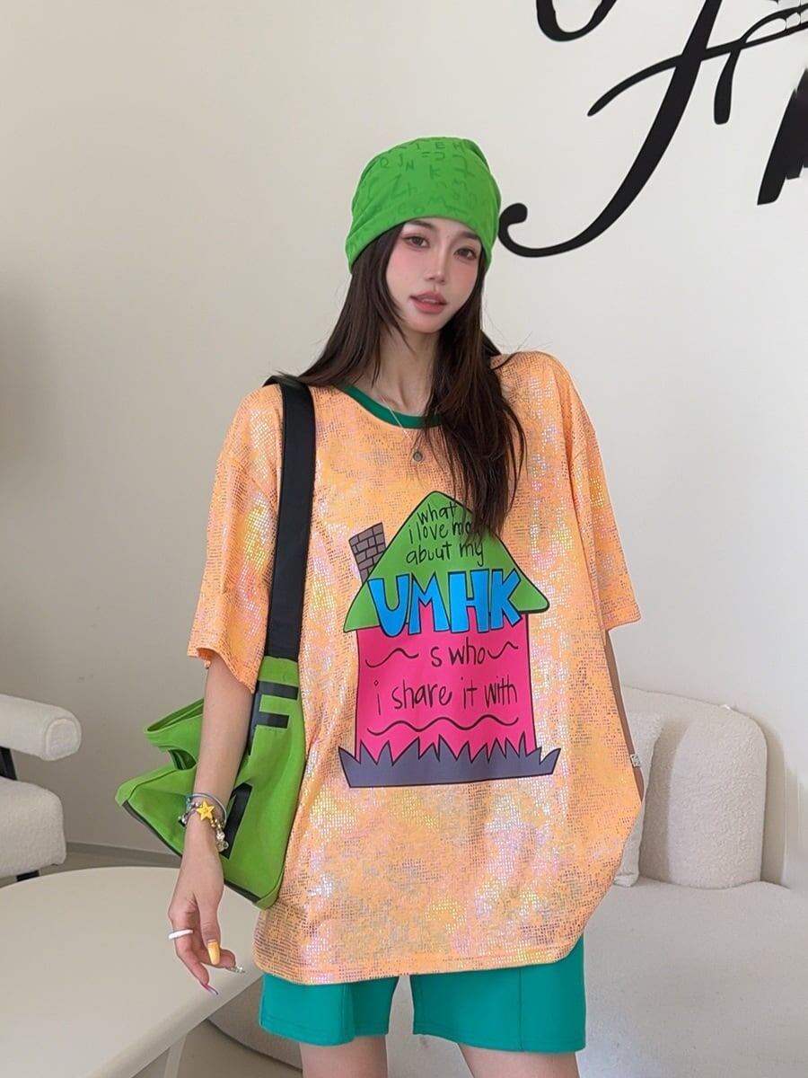 個性派 売れ筋 おすすめ 絶対流行 早い者勝ち カジュアル 2色選択 Tシャツ<S-11373>
