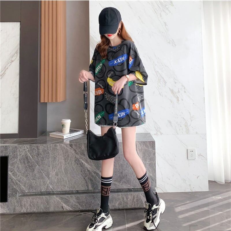 オシャレ度満点 プリント カジュアル Tシャツ カットソー＜S-3344＞
