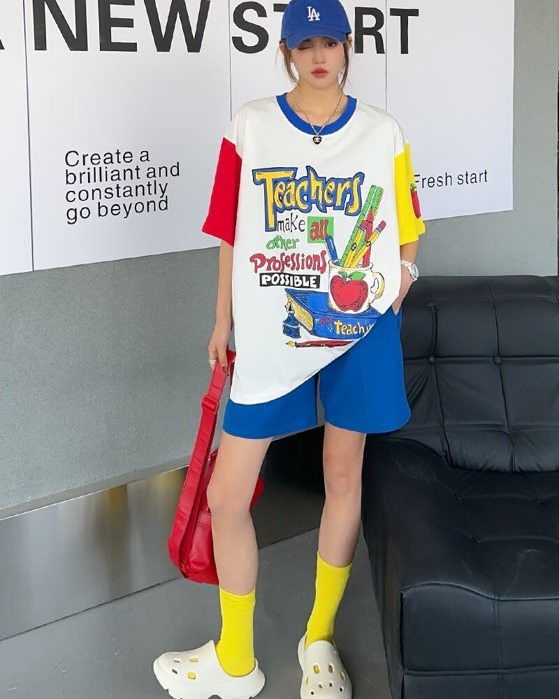 【半額！期間限定！！】カジュアル ルーズ キュート Tシャツ<S-6611>