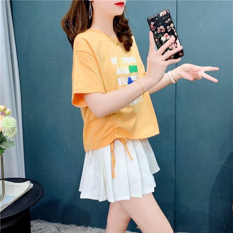 個性的なデザイン 切り替え 一目惚れ プリント Tシャツ カットソー＜S-3671＞