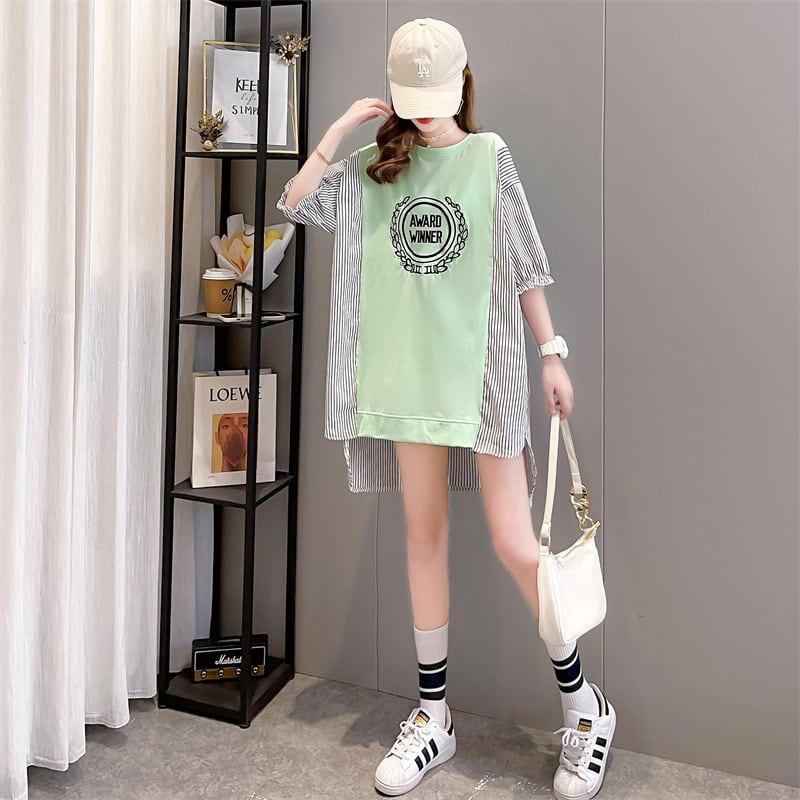 期間限定 ストライプ柄 新作 切り替え プリント 全3色 半袖Tシャツ カットソー ＜S-8685＞