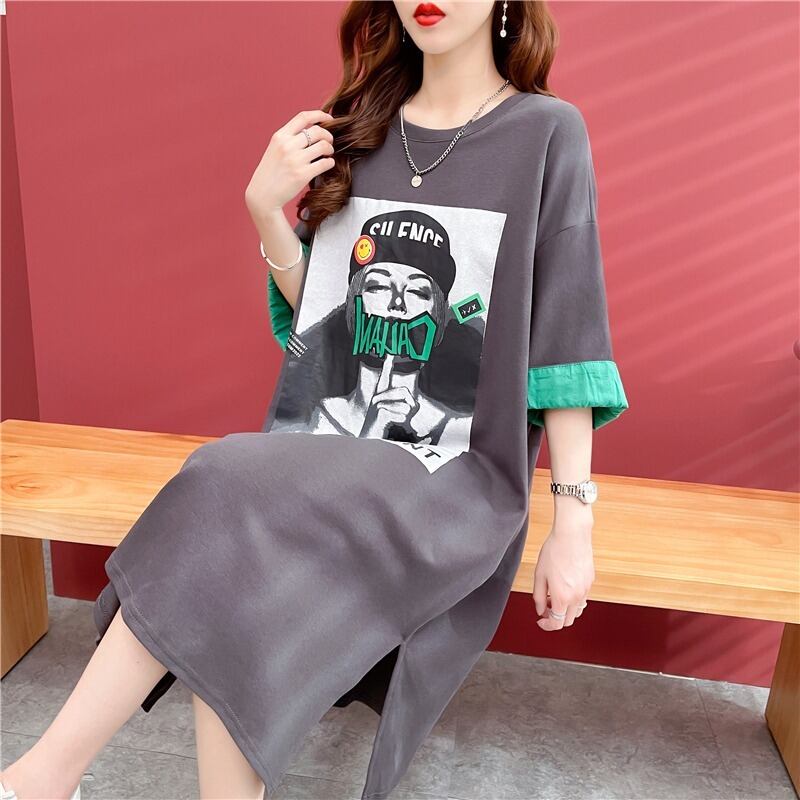 【半額！期間限定！！】今季マストバイ プリント カジュアル Tシャツ カットソー ワンピース＜S-8533＞
