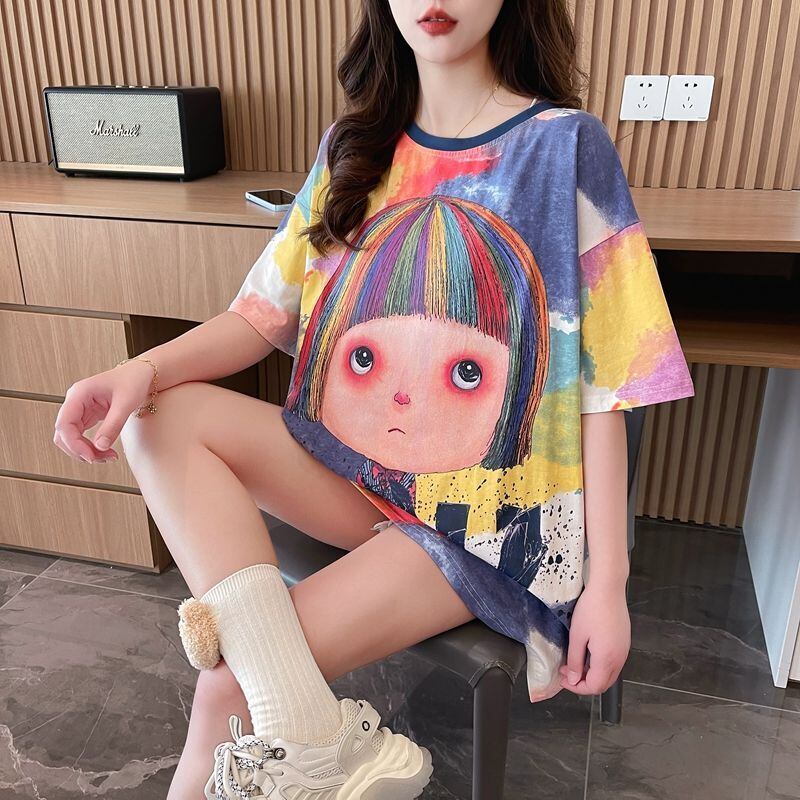 売り切れ必至 絞り染め ファッション プリント 半袖 Tシャツ＜S-8412＞