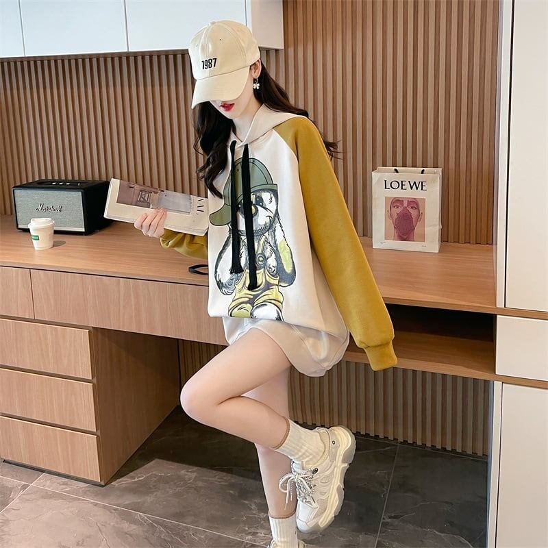 韓国系グラフィックプリントパーカー二色あり＜S-4083＞