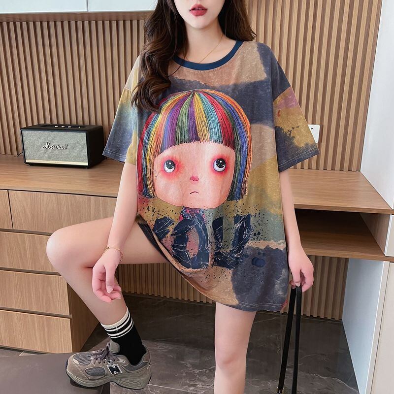 売り切れ必至 絞り染め ファッション プリント 半袖 Tシャツ＜S-8412＞