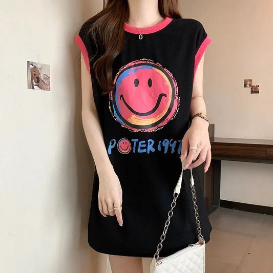 【半額！期間限定！！】超人気 ファッション カジュアル プリント ノースリーブ Tシャツ<S-8487>