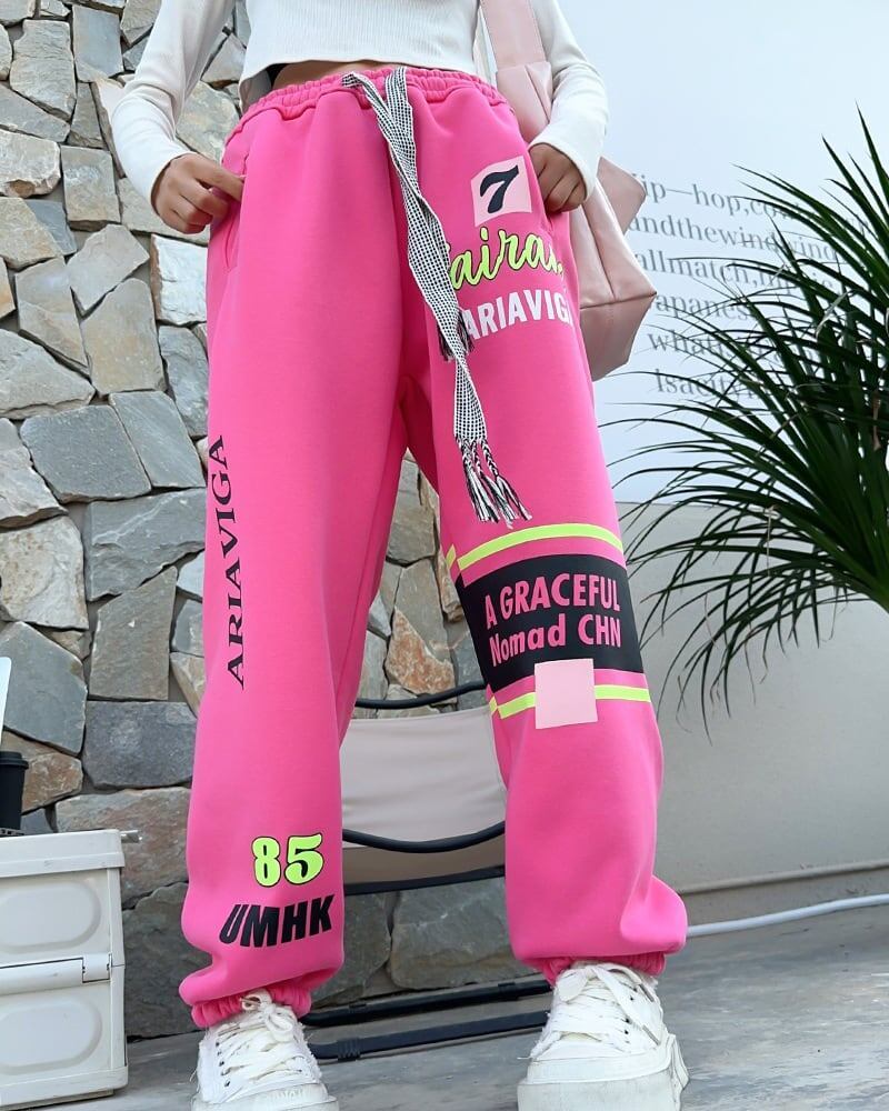【裏起毛】見逃し厳禁 ファッション 個性派 スポーツパンツ<S-5846>