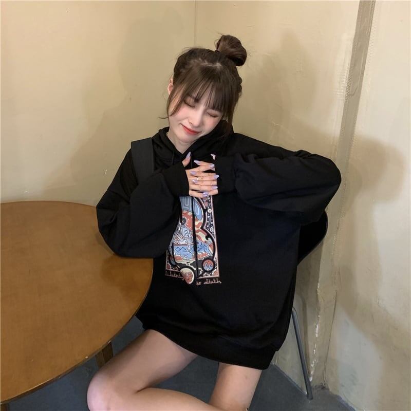 着心地抜群 プリント 女性力を高める 3色選択可 スウェット パーカー＜S-2897＞