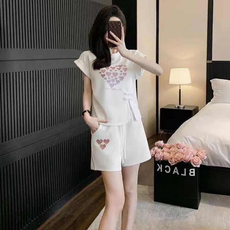 美人度アップ 特別デザイン 上品 半袖 Tシャツ ショートパンツ セットアップ ＜S-8874＞