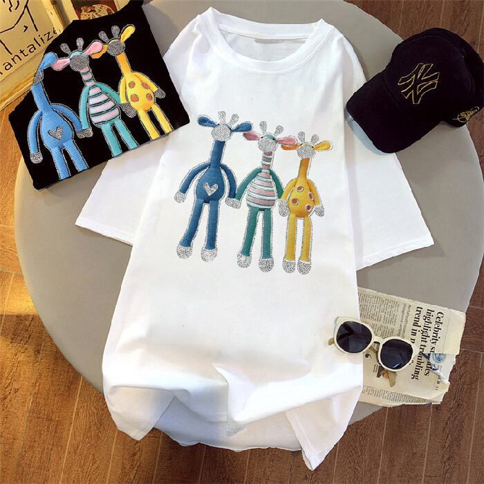 活躍する優秀アイテム ホットダイヤモンド 高見えデザイン 全2色 半袖Tシャツ<S-9250>