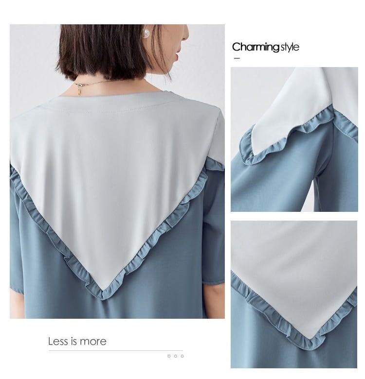 【半額！期間限定！！】 ファッション 定番シンプル 上質 シフォン 半袖<S-6595>