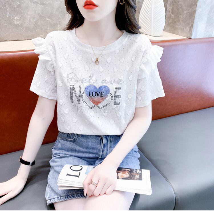新商品 大人可愛い 話題沸騰中 ホットダイヤモンド 全3色 半袖Tシャツ<S-8868>
