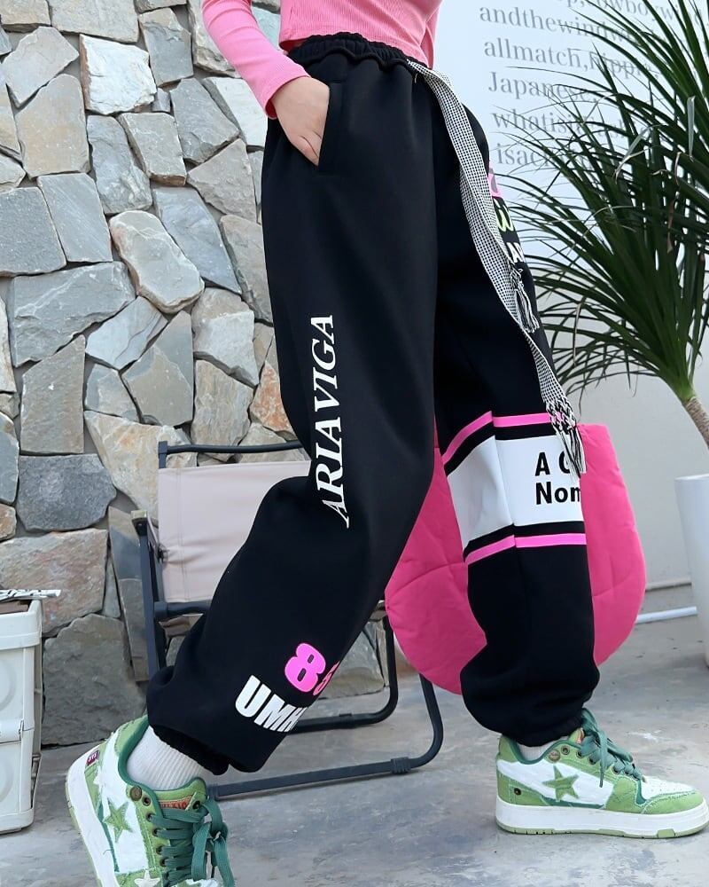 【裏起毛】見逃し厳禁 ファッション 個性派 スポーツパンツ<S-5846>