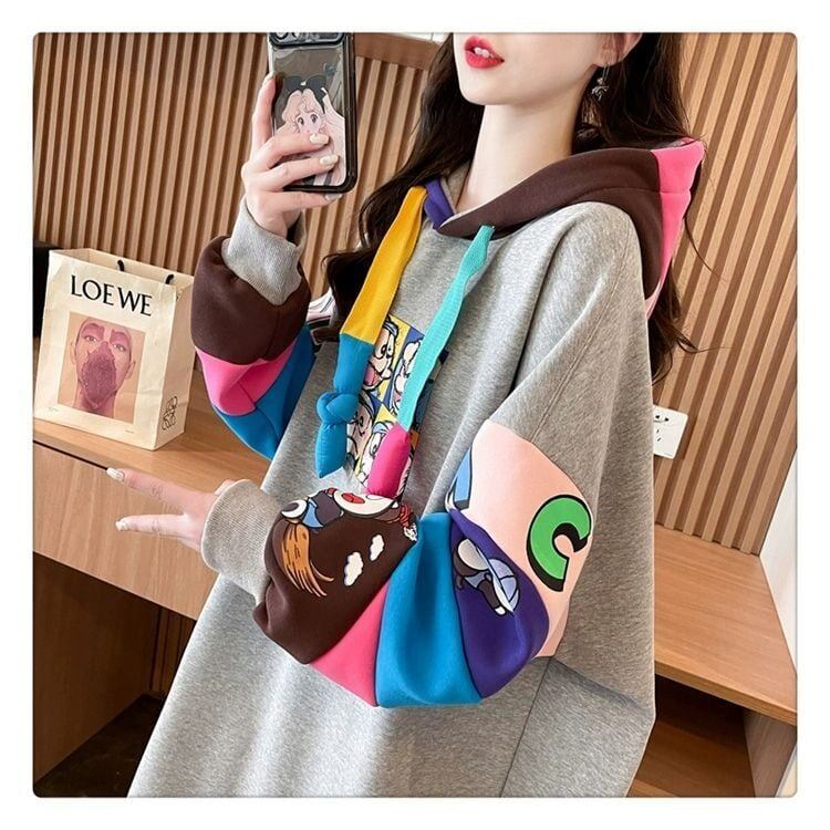 【裏起毛】超人気 個性派 ファッション ルーズ パーカー ワンピース<S-5708>