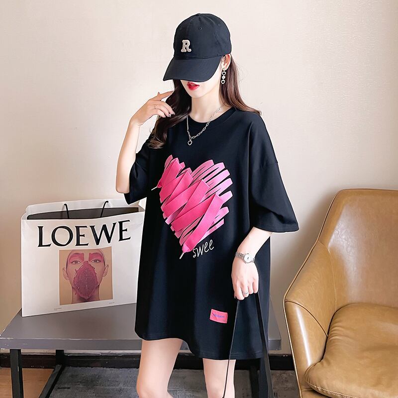 柔らかくて優しい印象 ゆったり ファッション感満々 ロング丈 3色半袖Tシャツ＜S-9206＞