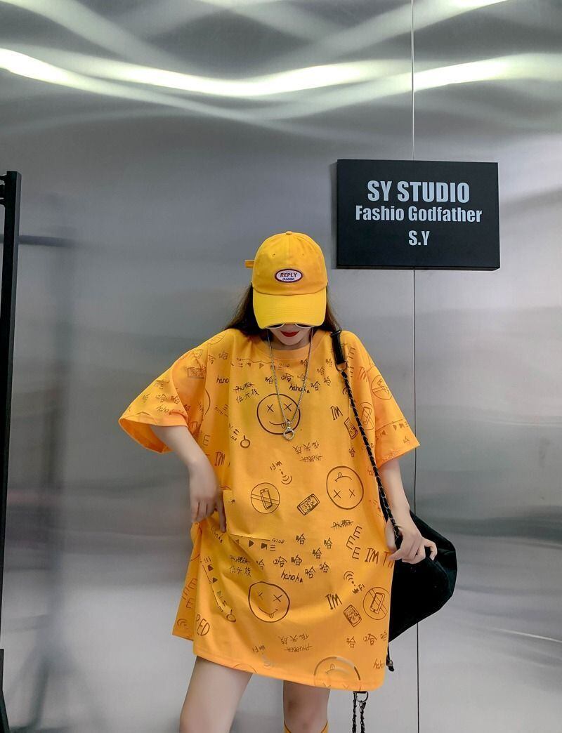 売り切れ必至 ゆったり ファッション感満々 ロング丈 3色半袖Tシャツ＜S-9086＞