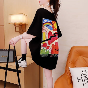 スタイリッシュ 切り替え 一目惚れ プリント Tシャツ カットソー＜S-3531＞