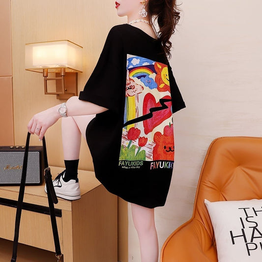 スタイリッシュ 切り替え 一目惚れ プリント Tシャツ カットソー＜S-3531＞