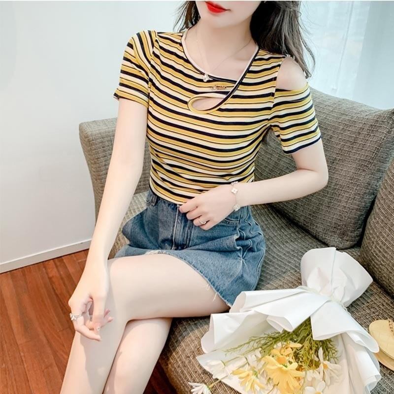 カジュアル 切り替え オシャレ度満点 プリント Tシャツ カットソー＜S-3565＞