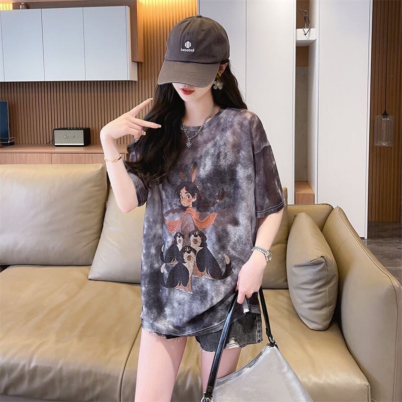 着回し力抜群 絞り染め アバンギャルド プリント 3色選択 半袖Tシャツ＜S-8575＞