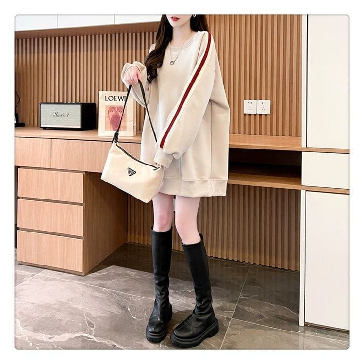 質感のいい 厚手ゆったりスウェット全3色 ストライプ柄 <S-4687>