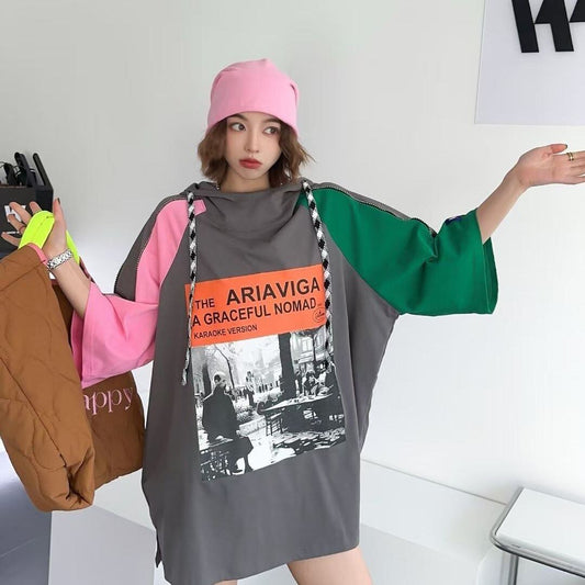 売り切れ必至 プリント カジュアル 切り替え 半袖Tシャツ カットソー＜S-8257＞