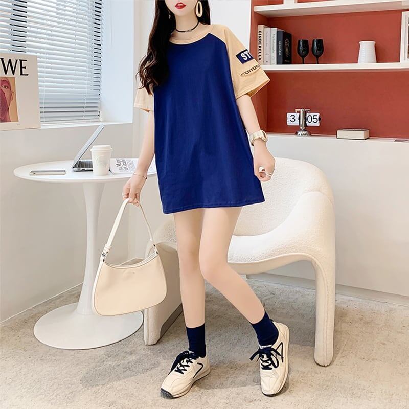 ゆったり感アップ 切り替え 一目惚れ プリント Tシャツ カットソー＜S-3533＞