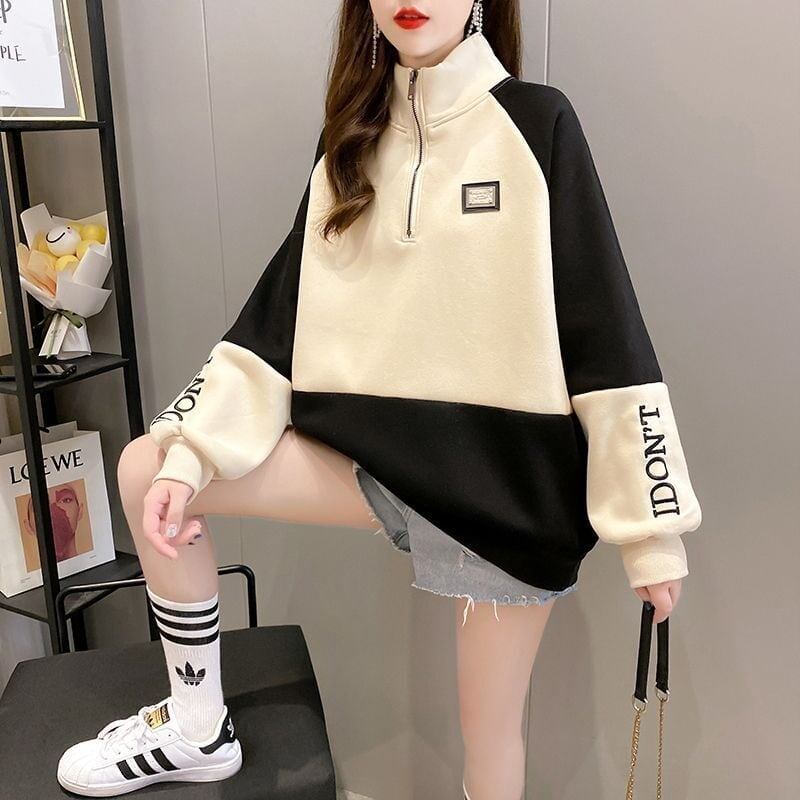 【裏起毛】切り替えハイネックトレーナー全3色厚手スウェット<S-4722>