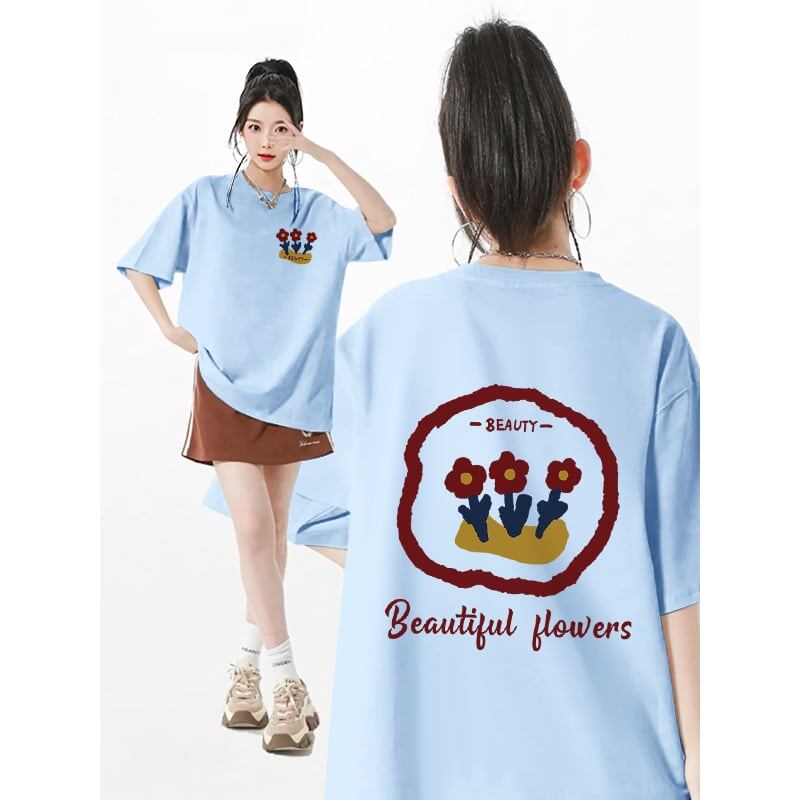 超人気 スウィート カジュアル プリント 全8色 半袖 Tシャツ <S-8939>