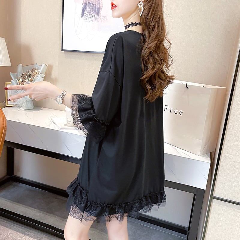 好感度満載 プリント 美感いっぱい Tシャツ カットソー ワンピース＜S-3428＞