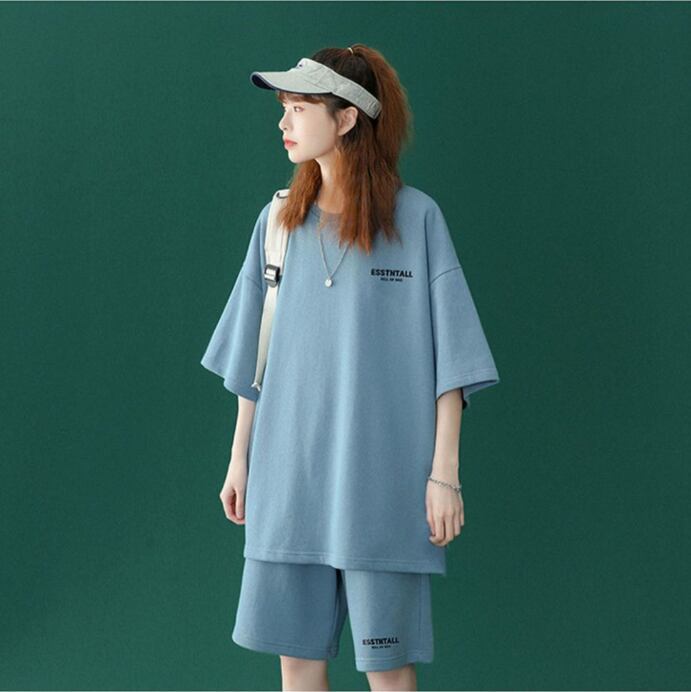 【半額セール】早い者勝ち  男女兼用 半袖Ｔシャツⅹパンツセット全4色<S-6549>