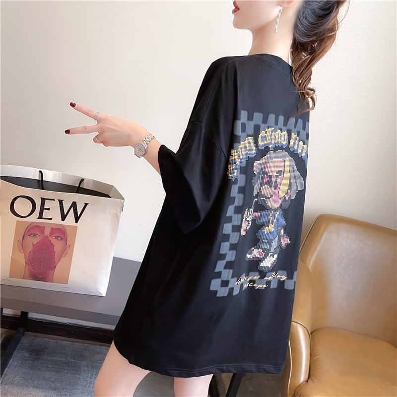 ゆったり感アップ 切り替え オシャレ度満点 プリント Tシャツ カットソー＜S-3478＞